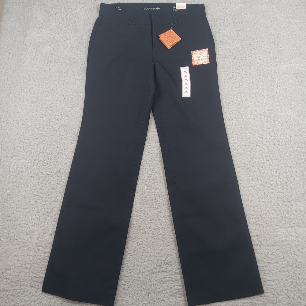 Dockers Metro Trouser Womens 10L Navy Blue Slimming Straight Leg NWT 253730007
